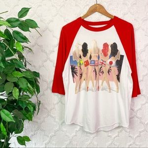 Hard Ten Red Raglan Sexy Women Pin-Up Tee